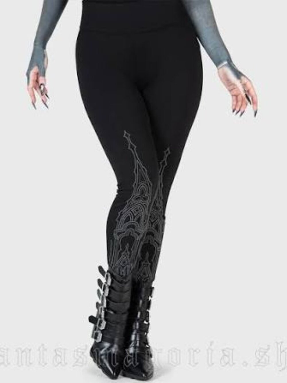 NWOT! Killstar Black/Grey Gothic Cathedral Print Leggings